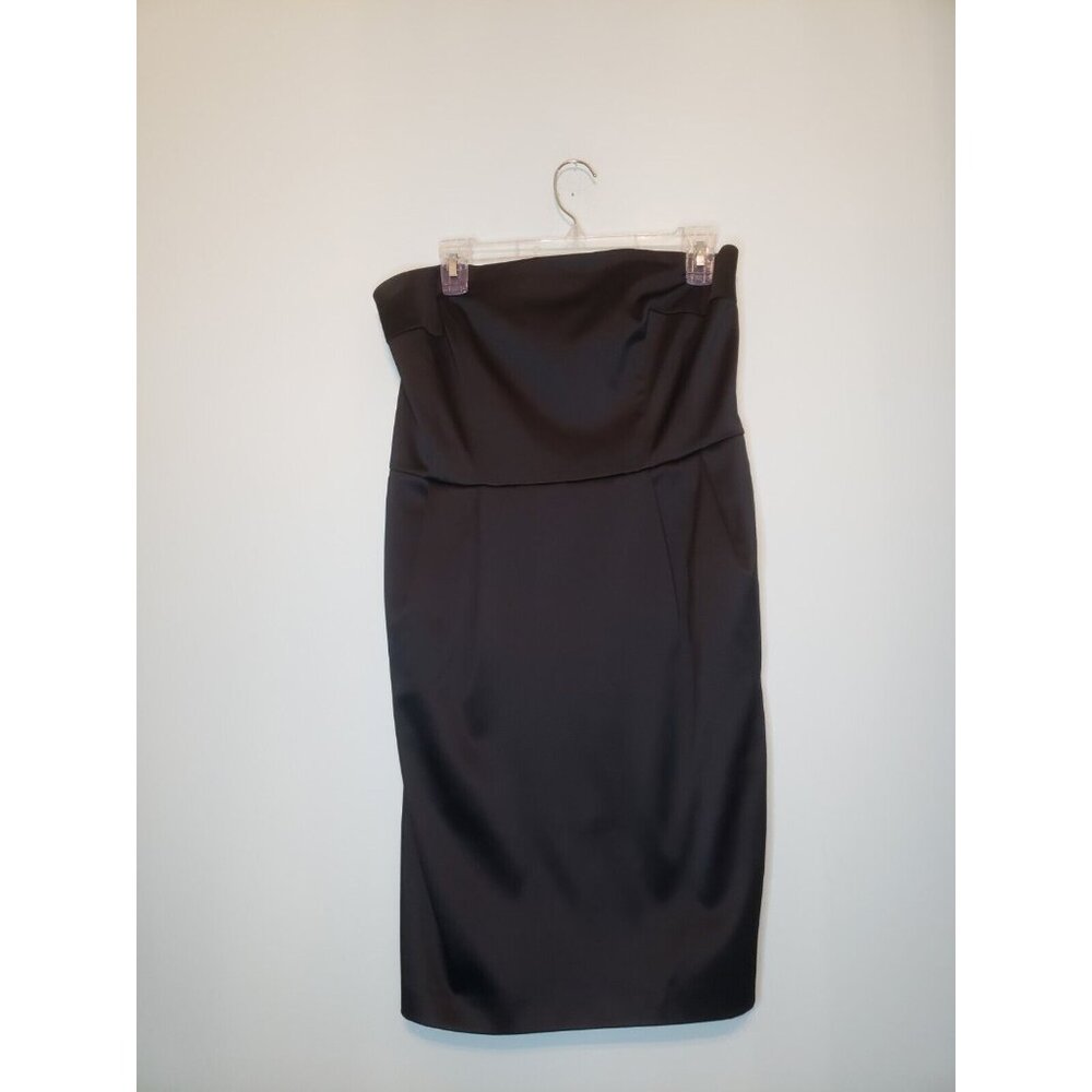 Express Women 12 Pencil Bodycon Mini Dress Strapless Black Satin Cocktail Fitted